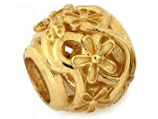 Zawieszka złota ażurowa kulka charms beads do bransoletki
