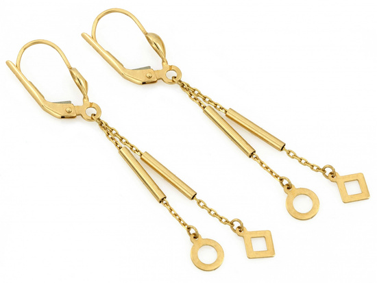 Kolczyki złote z długimi łańcuszkami zapięcie angielskie