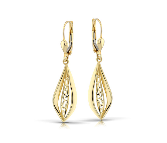 Złote kolczyki 375 ażurowe - wiszące