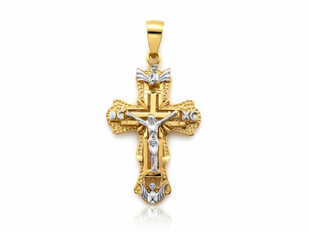Duży złoty krzyżyk zawieszka wisiorek zdobiony efektowny