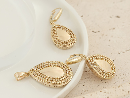 Kolczyki złote duże wiszące krople