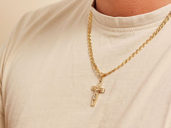 Zawieszka złoty wisiorek krzyżyk z wizerunkiem