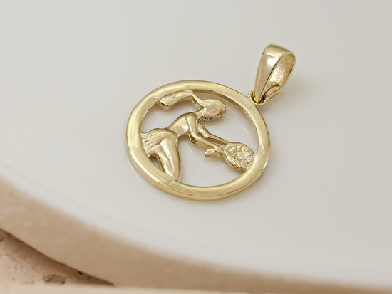 Zawieszka złota zodiak Panna okrągła