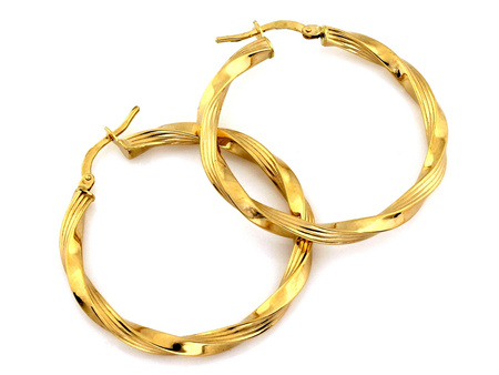 Kolczyki złote koła grube skręcone 37mm