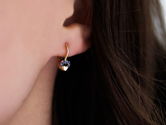 Kolczyki złote dla dziewczynki z serduszkiem na prezent