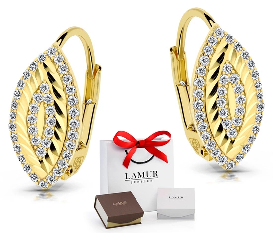 Złote kolczyki 585 z cyrkoniami - klasyczne