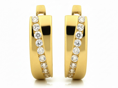 Kolczyki złote na angielskim zapięciu z cyrkoniami