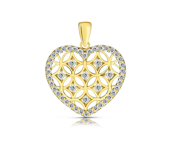 Złota zawieszka 375 - serce ażurowe