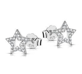 Srebrne kolczyki 925 z diamentowymi cyrkoniami - gwiazdki