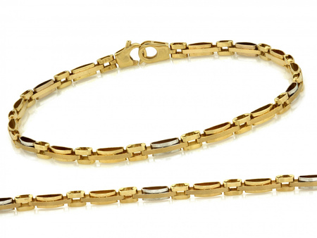 Bransoletka złota elementowa z satyną dwukolorowa