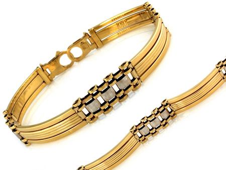 Złota bransoleta szeroka sztywne elementy unisex