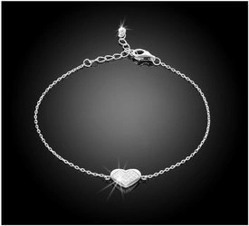 Bransoletka srebrna 925 z diamentowymi cyrkoniami - serce