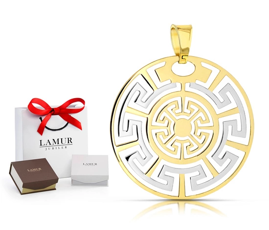 Złota zawieszka 585 dwustronna - koło, grecka