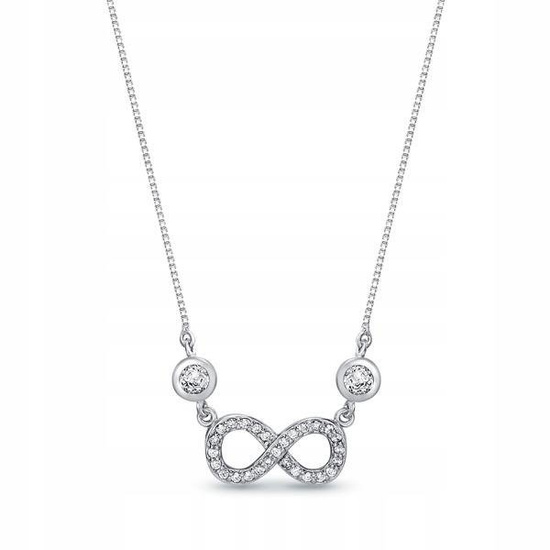 Naszyjnik srebrny 925 z diamentowymi cyrkoniami - nieskończoność