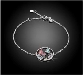 Bransoletka srebrna 925 z diamentowymi cyrkoniami - mapa świata