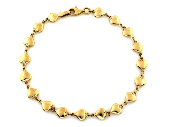 Bransoletka złota z dmuchanych małych serc