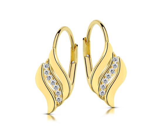 Złote kolczyki 585 z cyrkoniami - klasyczne