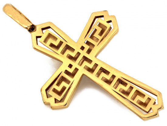 Zawieszka złoty krzyżyk dwukolorowy z Jezusem