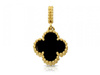 Zawieszka złota 585 koniczynka, kwiatek z onyksem