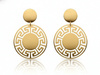 Kolczyki złote wiszące okrągłe z modnym greckim wzorem
