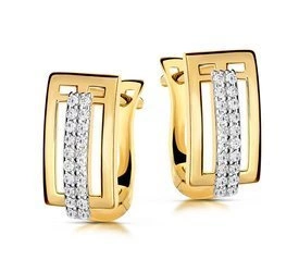 Złote kolczyki 585 z cyrkoniami 