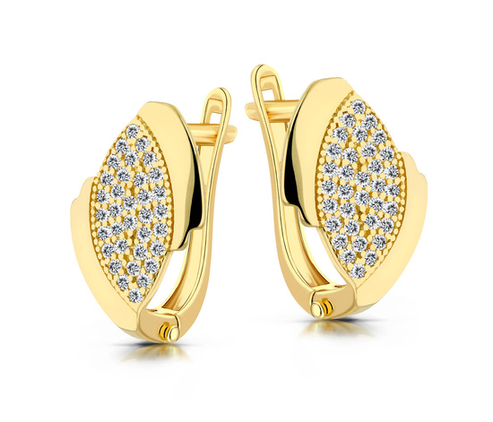 Złote kolczyki 585 z cyrkoniami - klasyczne