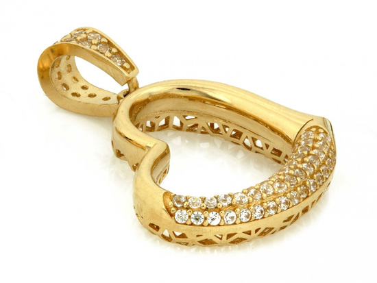 Zawieszka złota dmuchane serce zdobione cyrkoniami