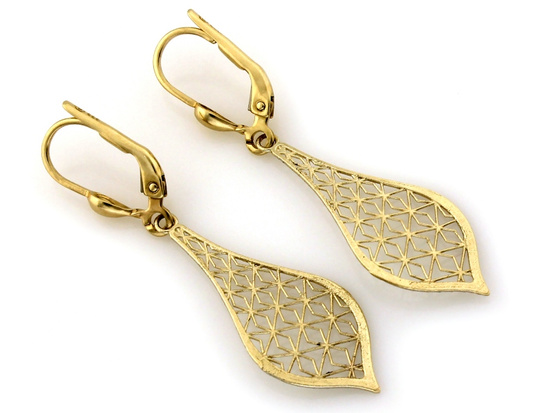 Kolczyki złote długie ażurowe dwa kolory złota