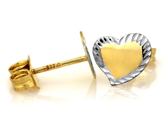 Złote kolczyki serduszka diamentowane