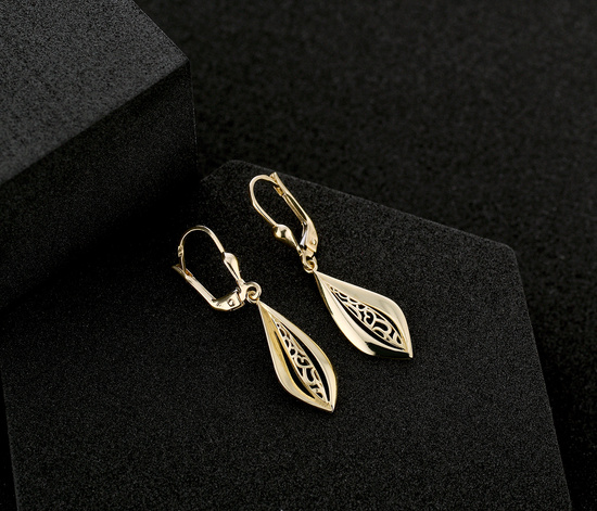 Złote kolczyki 375 ażurowe - wiszące