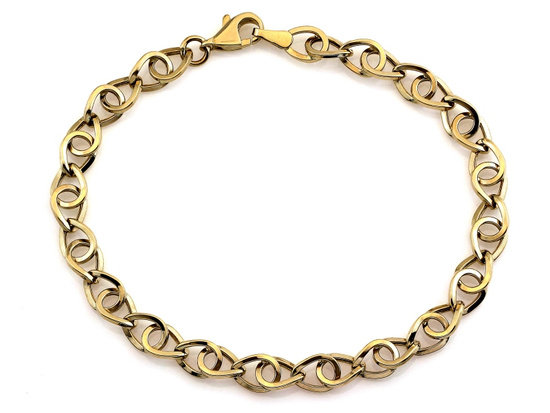 Złota bransoletka gruba przeplatane duże ogniwa