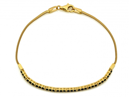 Bransoletka złota gruba linka czarne cyrkonie