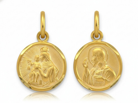 Złoty medalik szkaplerz dwustronny