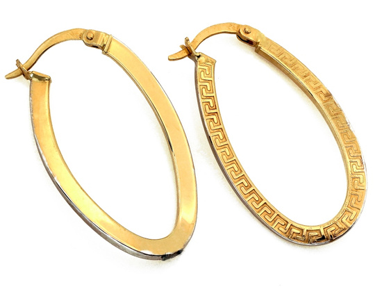 Owalne kolczyki zdobione z wzorem greckim angielskie