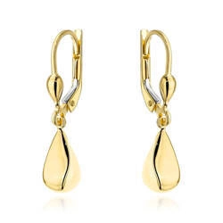 Złote kolczyki 585 klasyczne - wiszące geometryczne łezki, krople