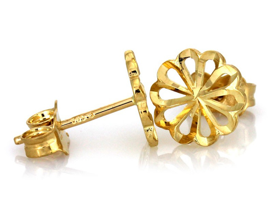Złote kolczyki kwiatki na sztyfcie