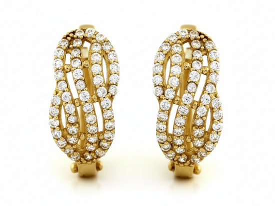 Kolczyki złote bogato zdobione cyrkoniami