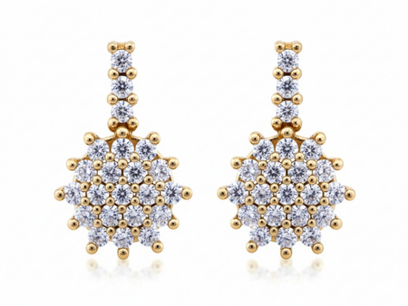 Kolczyki złote na sztyfcie wysadzane cyrkoniami