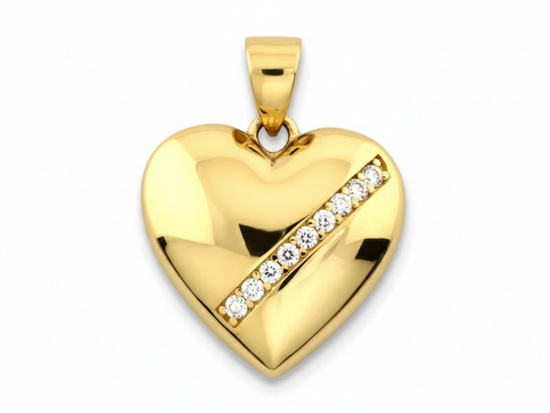 Zawieszka złote serce z cyrkoniami 