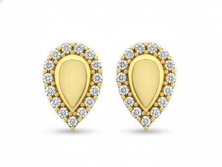 Kolczyki złote kropla na sztyfcie przy uchu delikatne subtelne