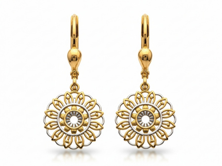 Kolczyki złote wiszące ażurowe okrągłe