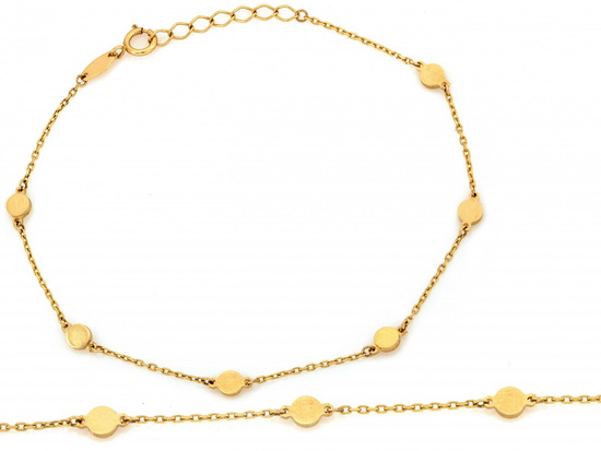 Złota bransoletka łańcuszkowa z małymi kółeczkami blaszkami