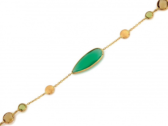 Bransoletka złota z zielonym agatem
