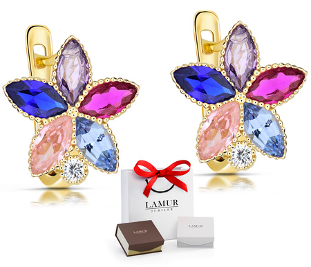 Złote kolczyki kwiatki 585 dla dziewczynki