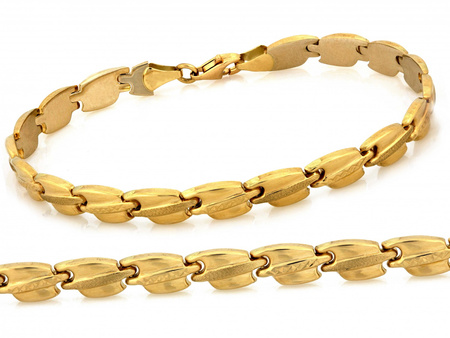 Złota bransoletka z tłoczonych elementów