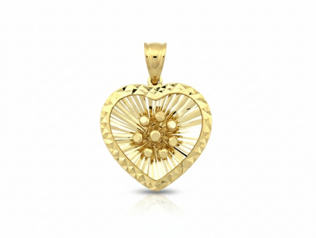 Zawieszka złote serce przestrzenne zdobione frezowane