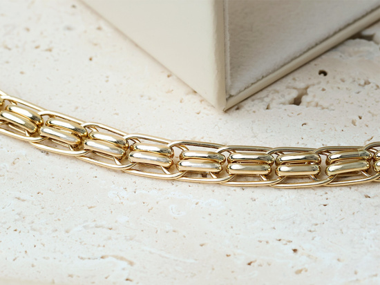 Bransoletka złota gruby splot z przeplatanych ogniw
