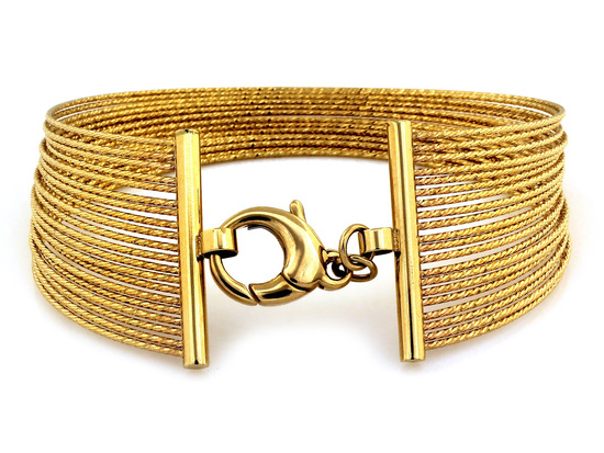 Złota bransoleta z wielu obręczy