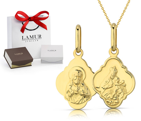 Złoty naszyjnik 585 - szkaplerz dwustronny