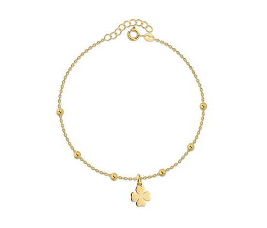 Złota bransoletka 925 koniczynka z kuleczkami - 17,5 - 19,5 cm